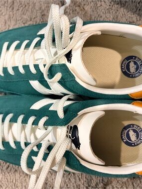 Karhu Women's Teal and White Suede Sneakers